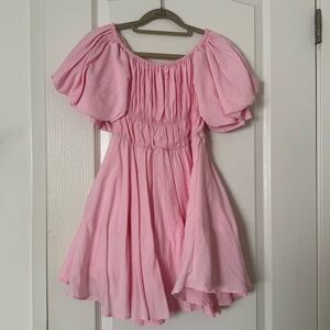 j.ing puff sleeve petal pink princess dress